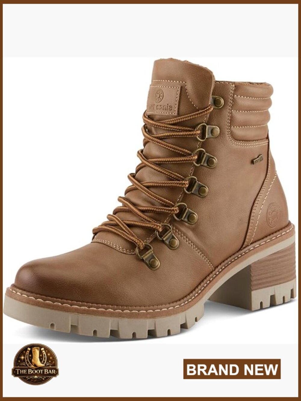 Women's Ankle Booties with Lugged Sole, Lace-Up & Zipper, Cushioned Insole,